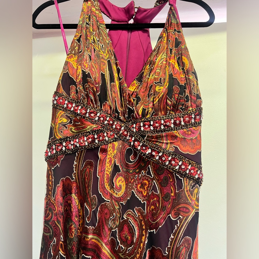 Cachet Fuchsia Dress with Beaded Accents